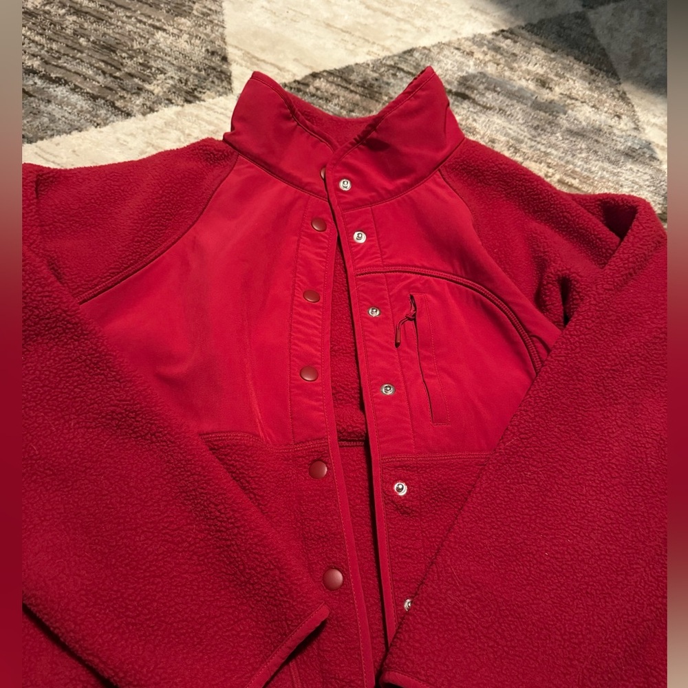 Red Gap Fit Fleece Button Up Jacket - Picture 2 of 5